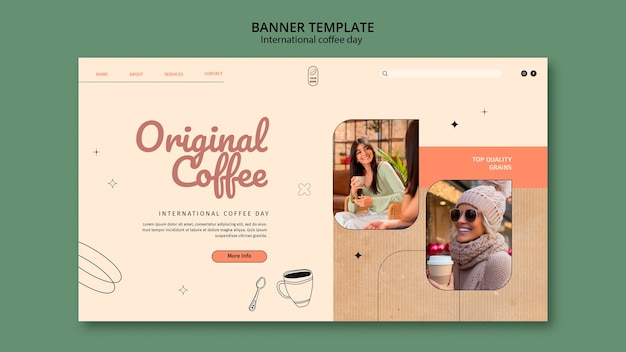 Free PSD international coffee day landing page template