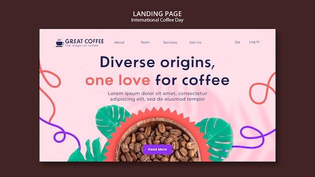 International coffee day landing page template