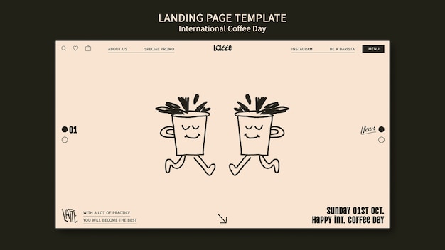 Free PSD international coffee day landing page