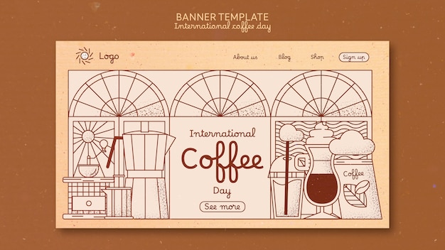 Free PSD international coffee day landing page