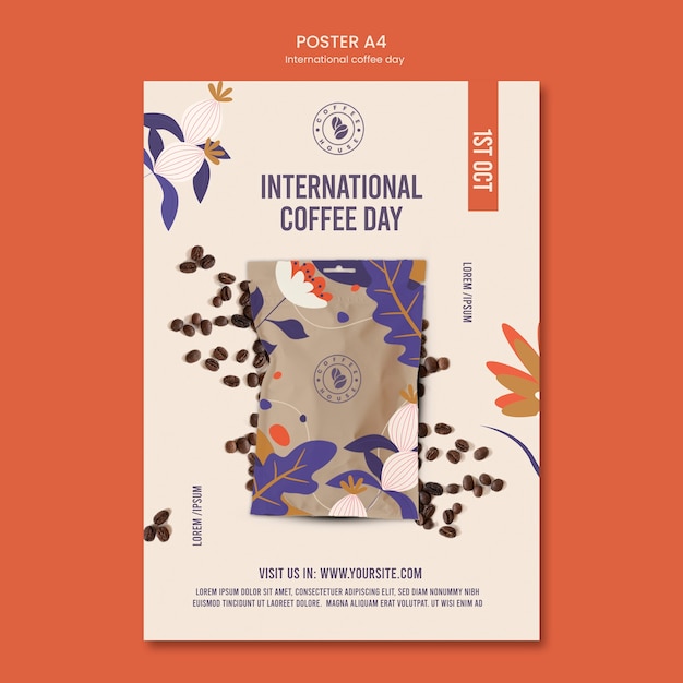 Free PSD international coffee day poster template