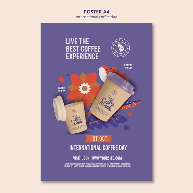 Free PSD international coffee day poster template