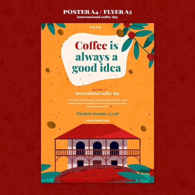 Free PSD international coffee day poster template