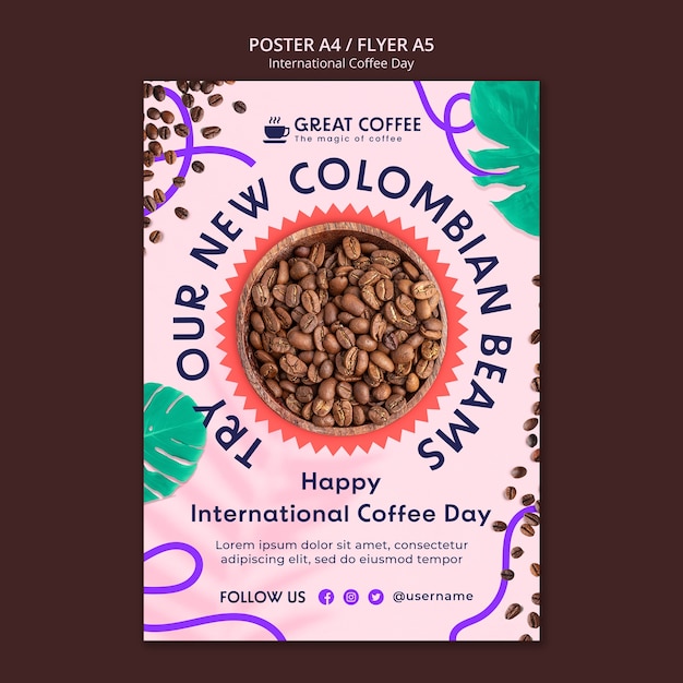 International coffee day poster template