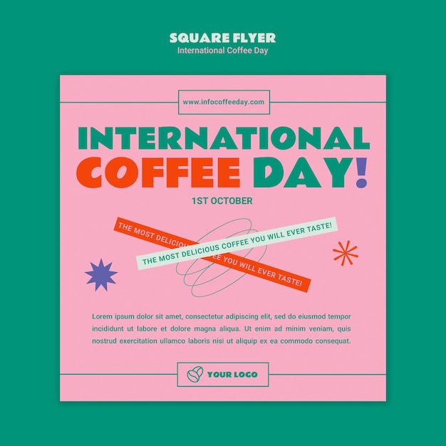 Free PSD international coffee day square flyer template