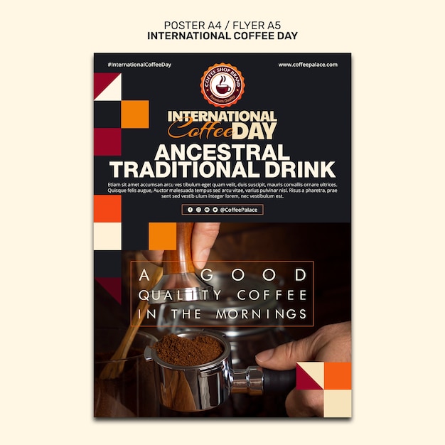 Free PSD international coffee day template design