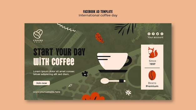 Free PSD international coffee day template design