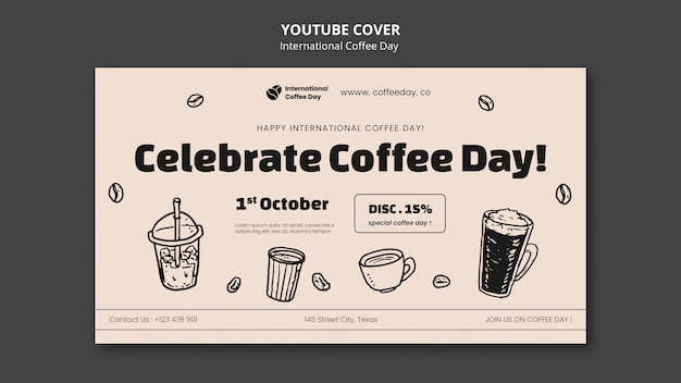 Free PSD international coffee day youtube cover template