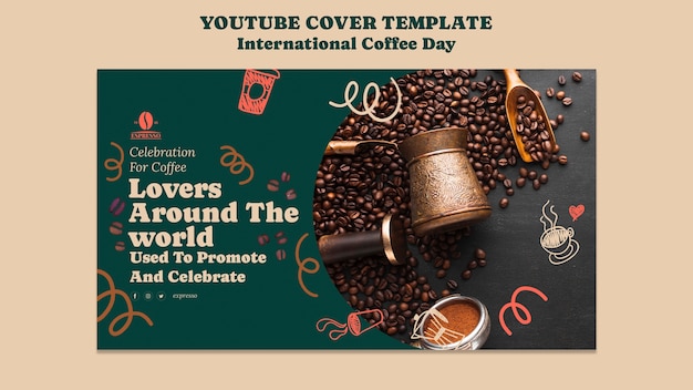 Free PSD international coffee day youtube cover