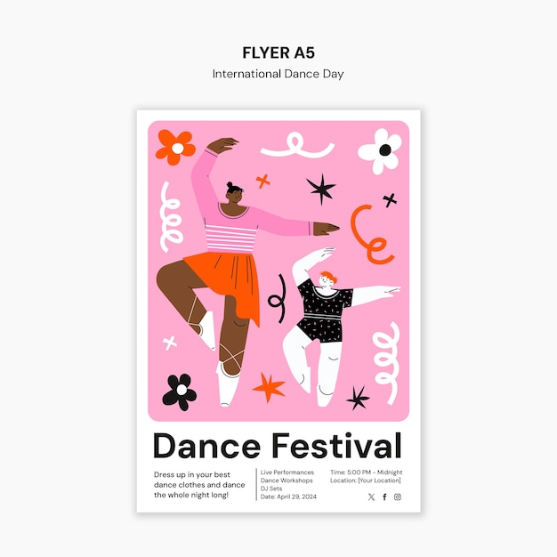 International dance day celebration poster template