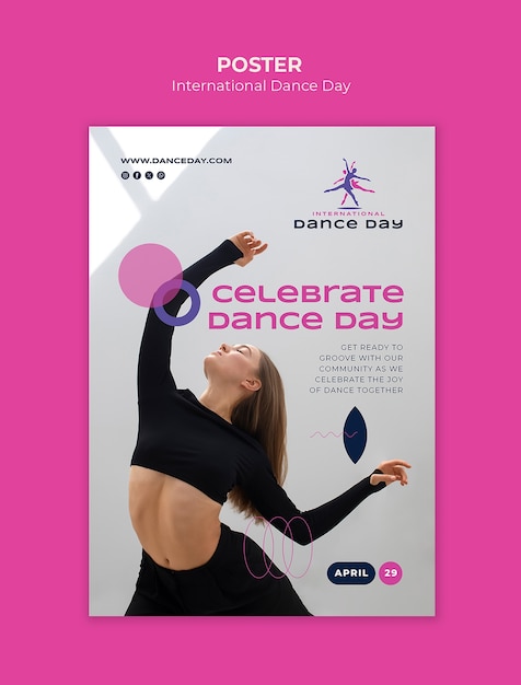 Free PSD international dance day celebration poster template