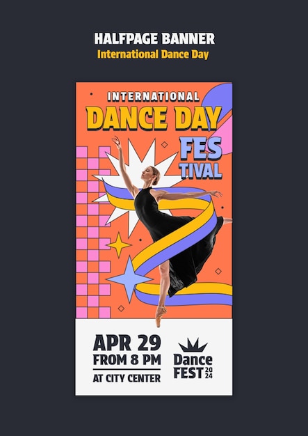 Free PSD international dance day halfpage banner template