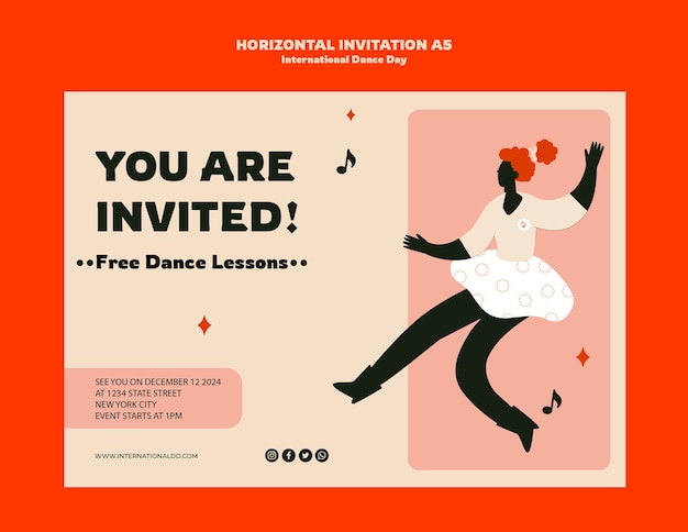 Free PSD international dance day template design