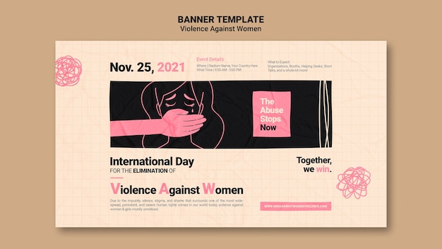 Free PSD international day for the elimination of violence against women banner template