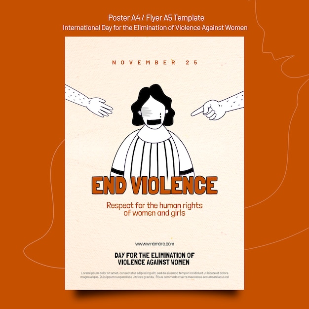 Free PSD international day for the elimination of violence against women print template