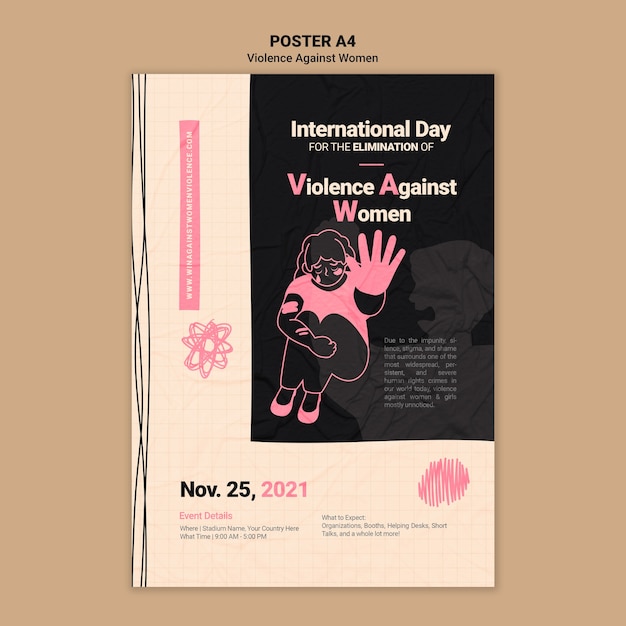 Free PSD international day for the elimination of violence against women print template