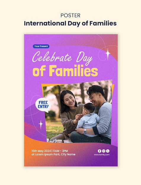 Free PSD international day of families poster template