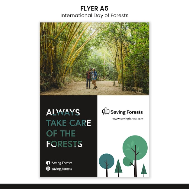 Free PSD international day of forests flyer template