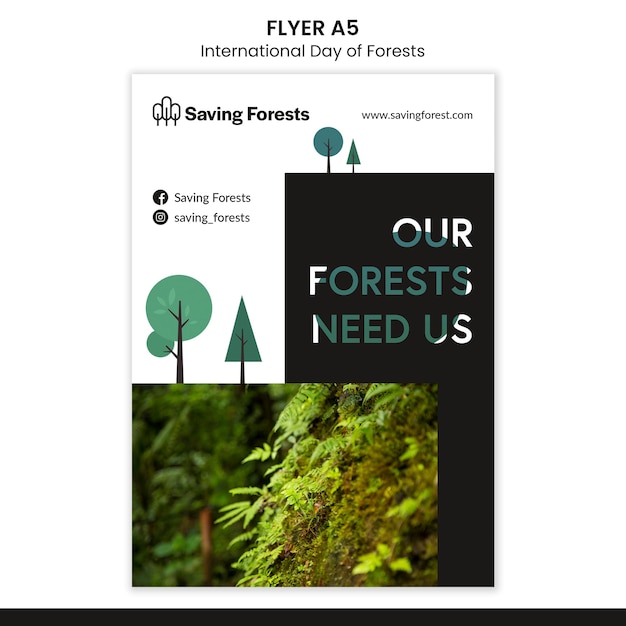 Free PSD international day of forests flyer template