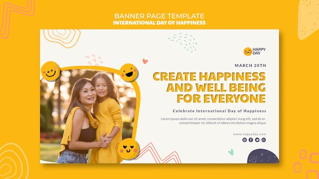 Free PSD international day of happiness banner