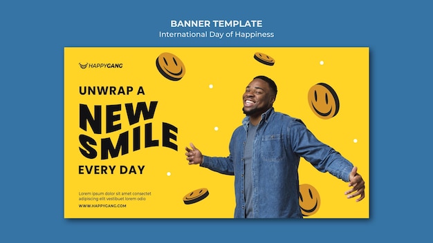 Free PSD international day of happiness banner