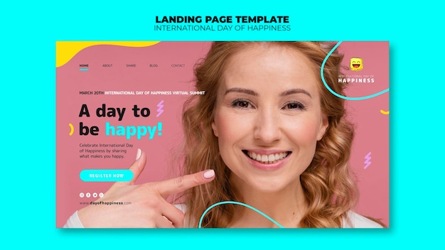 International day of happiness landing page template