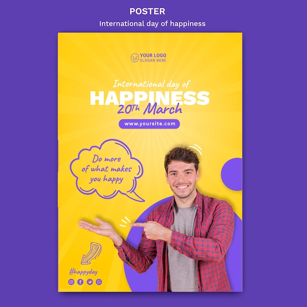 International day of happiness poster template