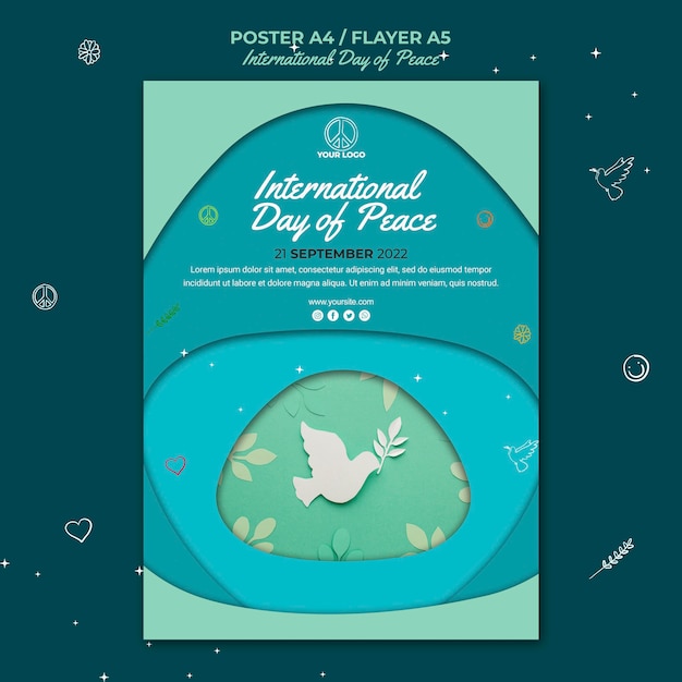 Free PSD international day of peace flyer template