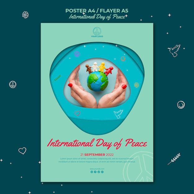 Free PSD international day of peace poster