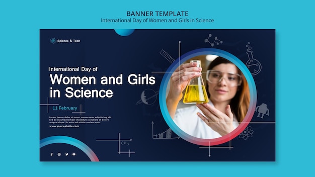 International day of women and girls in science banner template