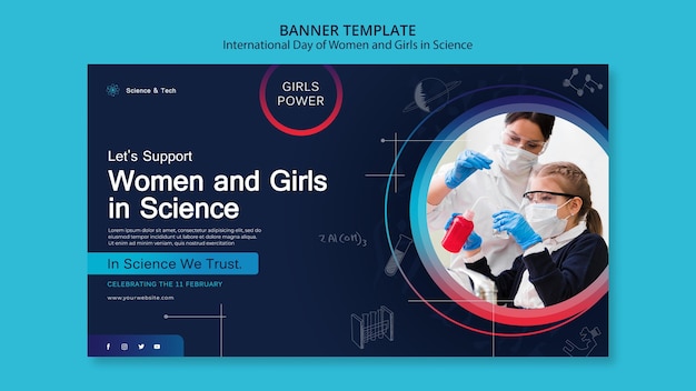 International day of women and girls in science banner template