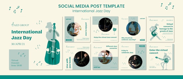 Free PSD international jazz day social media post