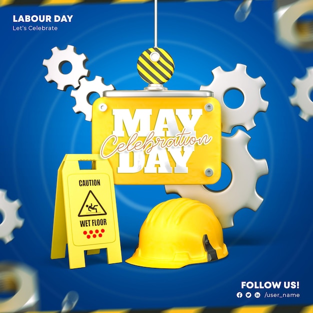 Free PSD international labour day celebration social media post template