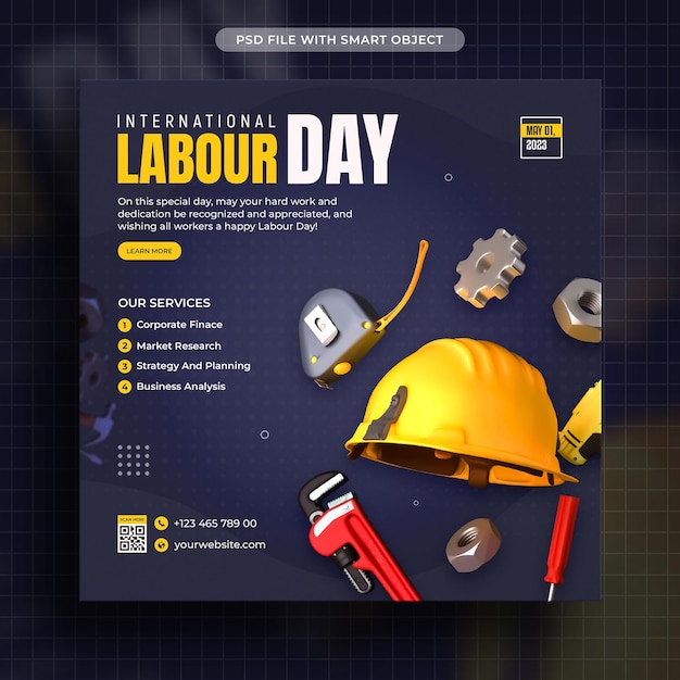 International labour day social media post template