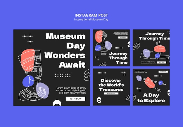 Free PSD international museum day  instagram posts