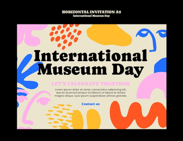 Free PSD international museum day invitation