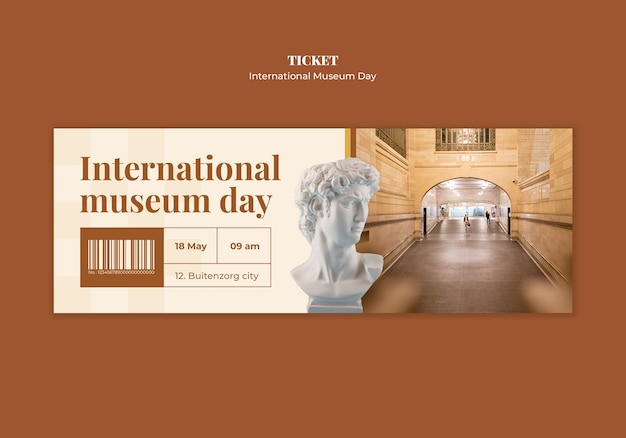 Free PSD international museum day ticket template