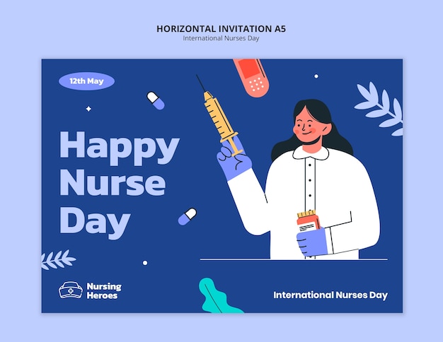 Free PSD international nurses day invitation template