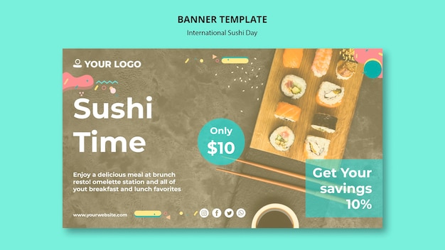 Free PSD international sushi day banner template