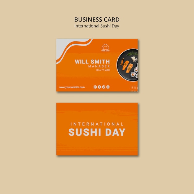 International sushi day business card template