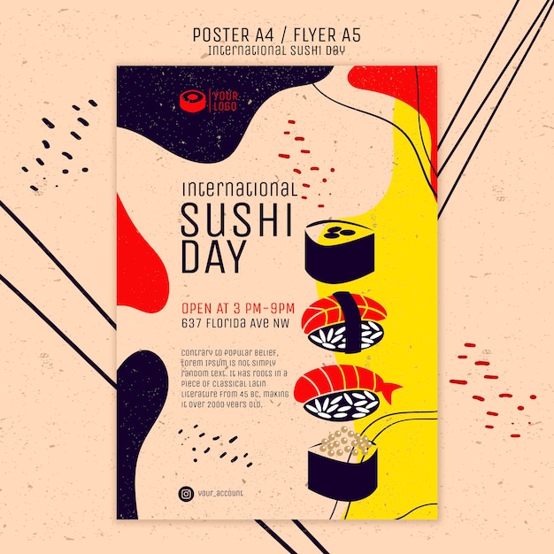 Free PSD international sushi day flyer template