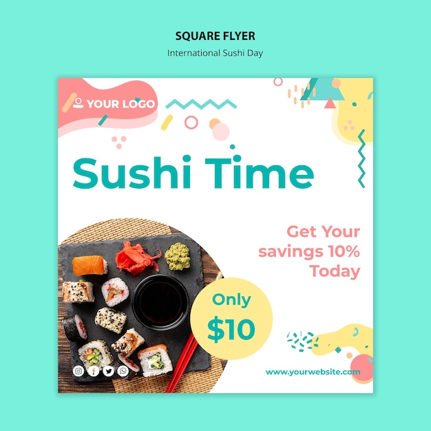 International sushi day square flyer