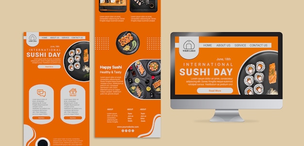 Free PSD international sushi day web templates