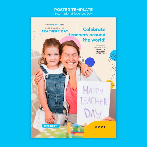 Free PSD international teachers day poster template