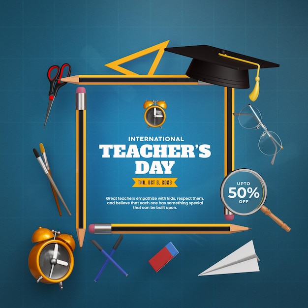 International teachers day social media banner template