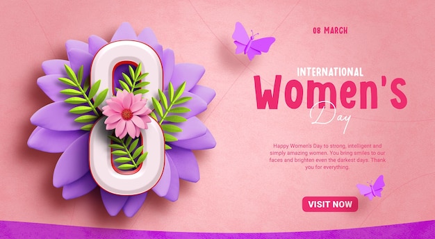 International womens day 8 march text effect