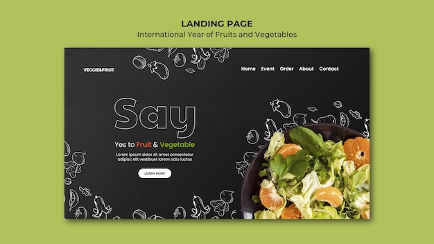 Free PSD international year of fruits and vegetable landing page