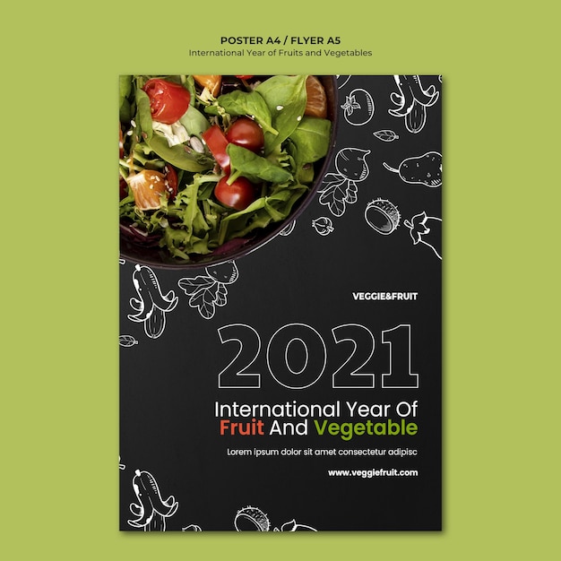 Free PSD international year of fruits and vegetable poster