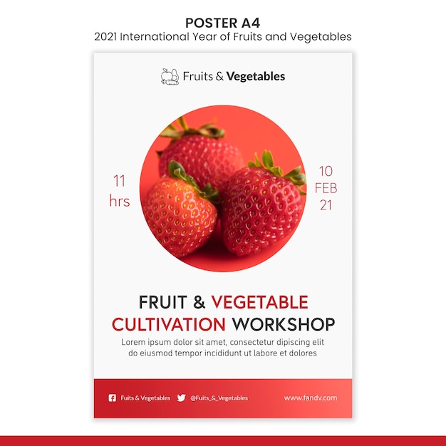 Free PSD international year of fruits and vegetables flyer template