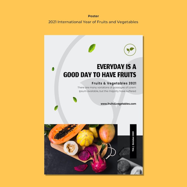 International year of fruits and vegetables flyer template